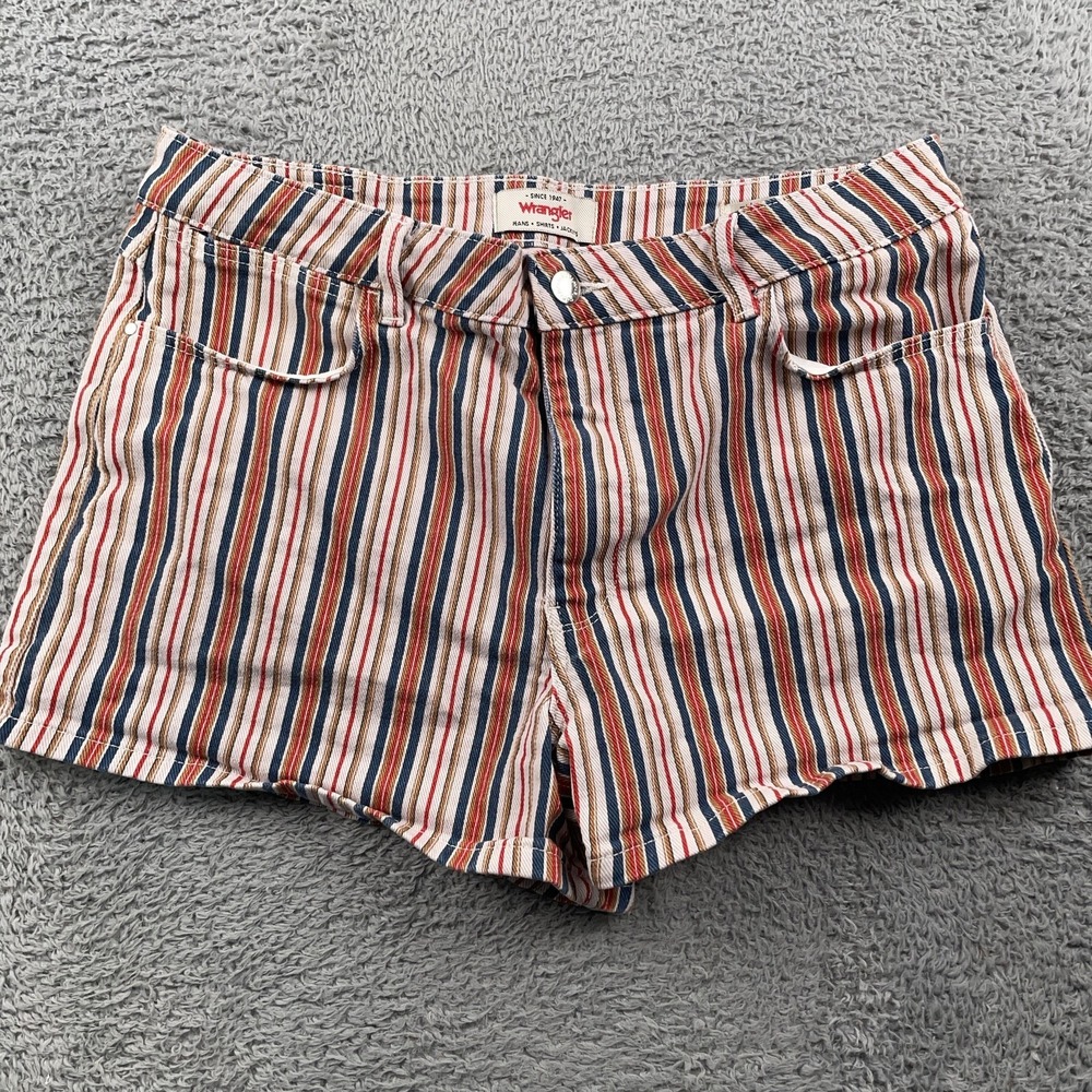 Wrangler Shorts Womens 12 Multicolor Stripe Mid Rise Vintage Short Denim Casual